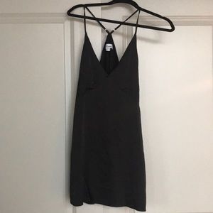 black silk slip dress